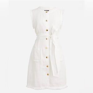 J. Crew White Midi Dress with Gold Buttons